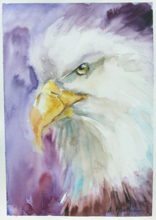 Painting titled "Águila" by Ana Rosa Mariño, Original Artwork, Watercolor