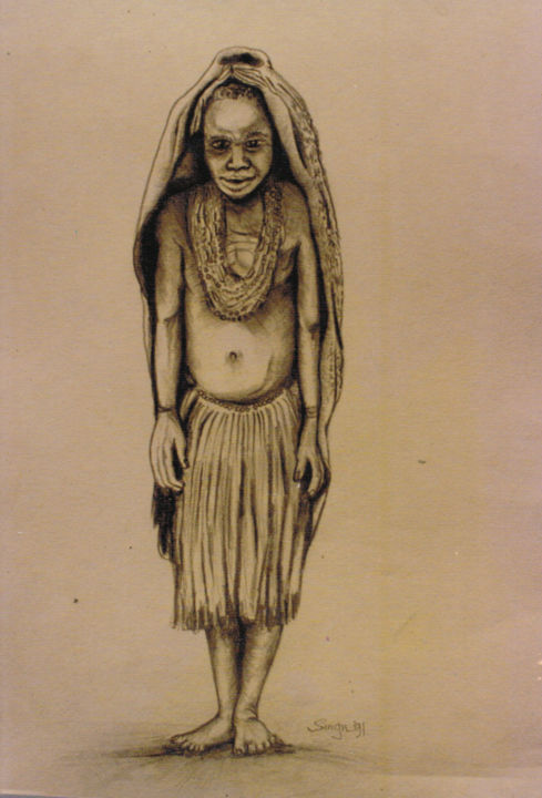 Pencil sketch highlands girl papua new guinea jpg
