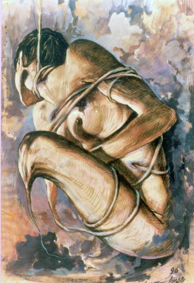 Peinture intitulée "corde" par Amar Amarni, Œuvre d'art originale