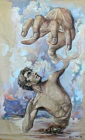 Peinture intitulée "Hand up" par Amar Amarni, Œuvre d'art originale