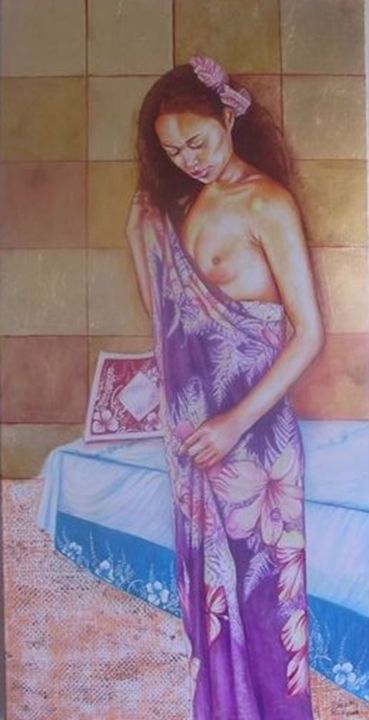 Картина под названием "vahine-60x120-avril…" - Gisèle Ledoux, Подлинное произведение искусства, Масло
