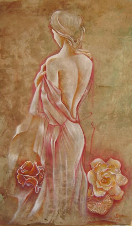 Painting titled "Emergeance-vers-la-…" by Gisèle Ledoux, Original Artwork, Oil