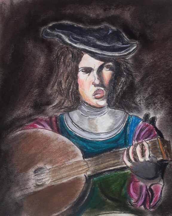 Drawing titled "Study of Caravagio…" by Amazeigh Bouzékri, Original Artwork, Conté