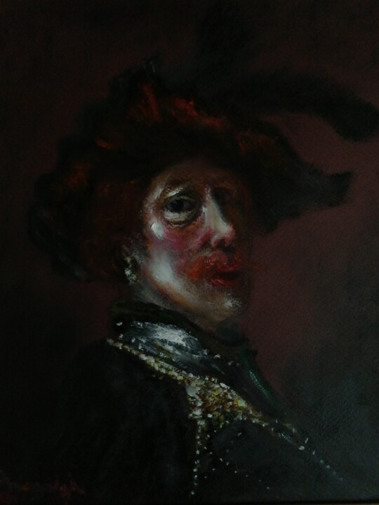 「After Rembrandt, a…」というタイトルの描画 Amazeigh Bouzékriによって, オリジナルのアートワーク, オイル