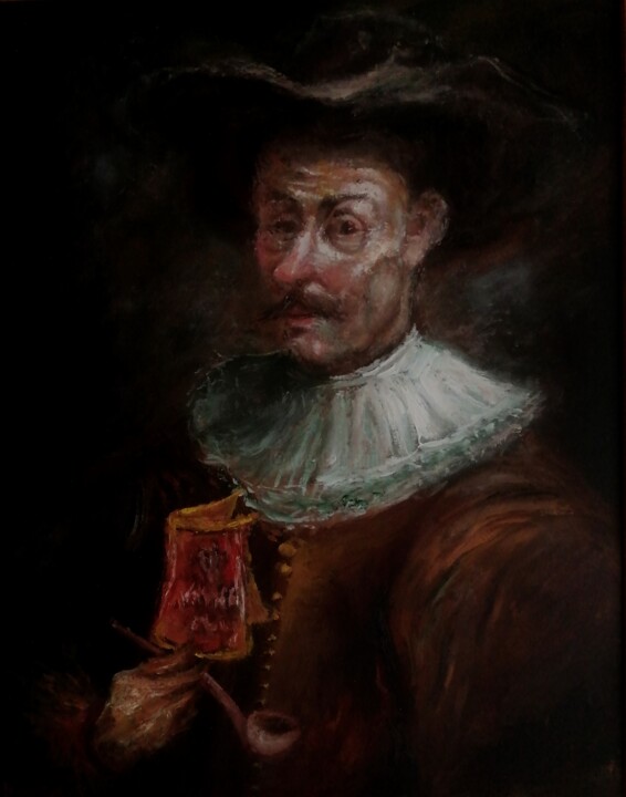 Peinture intitulée "Inspiré de Rembrand…" par Amazeigh Bouzékri, Œuvre d'art originale, Huile