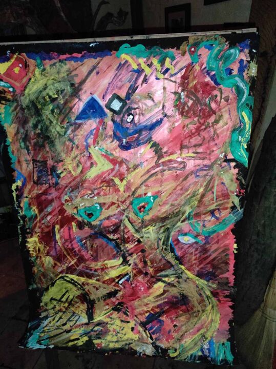 Картина под названием "Бикубическая интерп…" - Amber Wangog, Подлинное произведение искусства, Гуашь