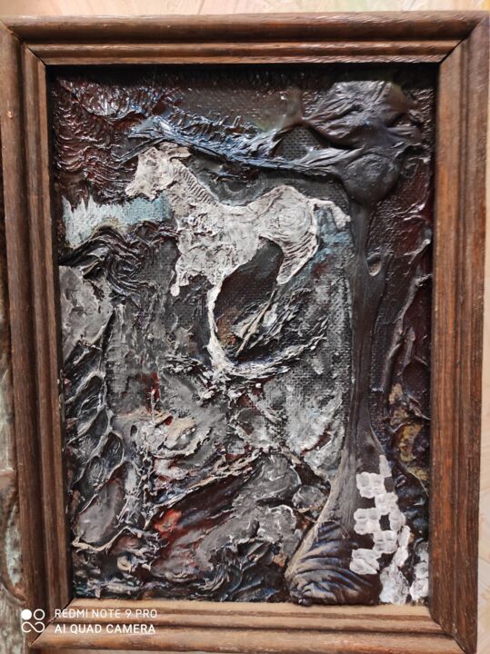 Painting titled "Арт объект "Боль на…" by Amber Wangog, Original Artwork, Oil Mounted on Wood Panel