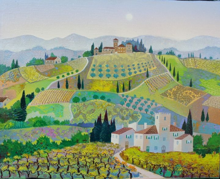 Painting titled "PAESAGGIO TOSCANO" by Bernard Ambielle, Original Art,