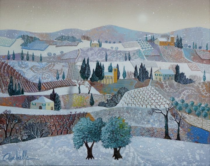 Painting titled "HIVER EN TOSCANE" by Bernard Ambielle, Original Art,