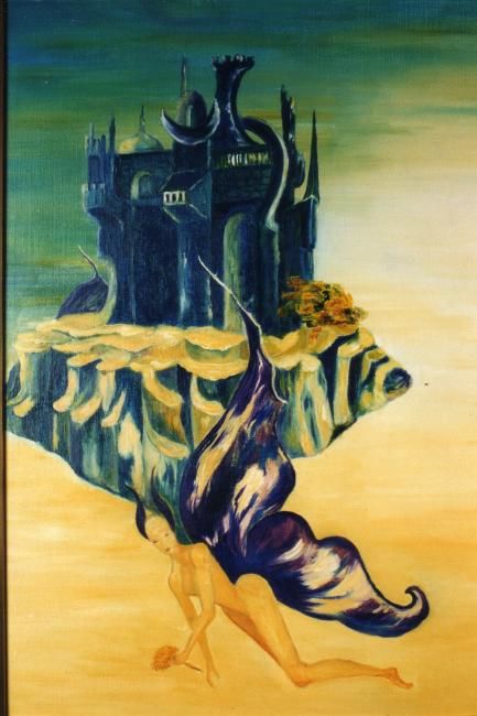 Peinture intitulée "Château d'ailes" par Nicolle Amblard-Chomeyrac, Œuvre d'art originale