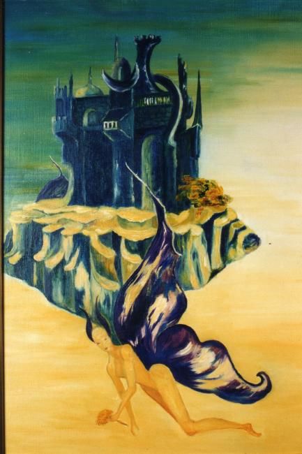 Painting titled "Château d'ailes" by Nicolle Amblard-Chomeyrac, Original Artwork