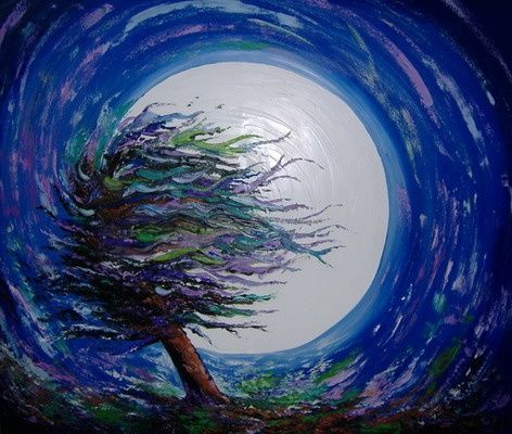 Pittura intitolato "albero in balia del…" da Ambra Miglioranzi, Opera d'arte originale