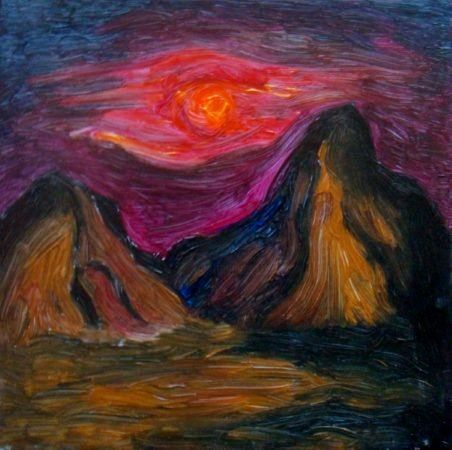 Pittura intitolato "Premonizione-lontan…" da Ambra Notaro, Opera d'arte originale, Olio
