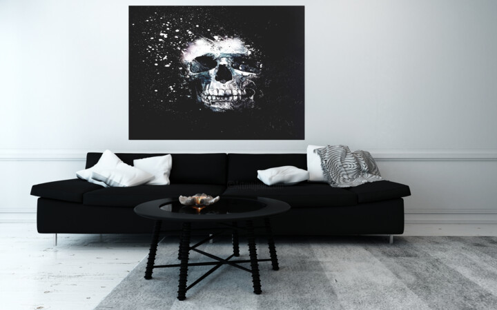 Картина под названием "galax-dark-skull" - Ambre Nabeth, Подлинное произведение искусства, Акрил