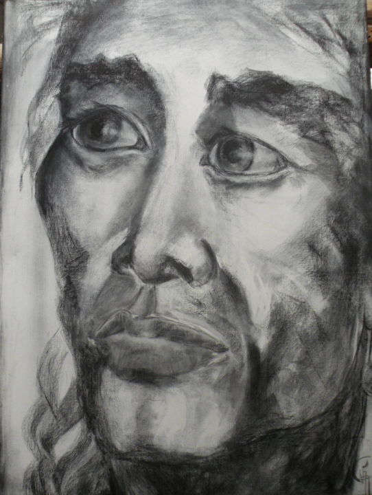 Drawing titled "Dessin fusain 03" by Viviane Ambre, Original Artwork, Charcoal