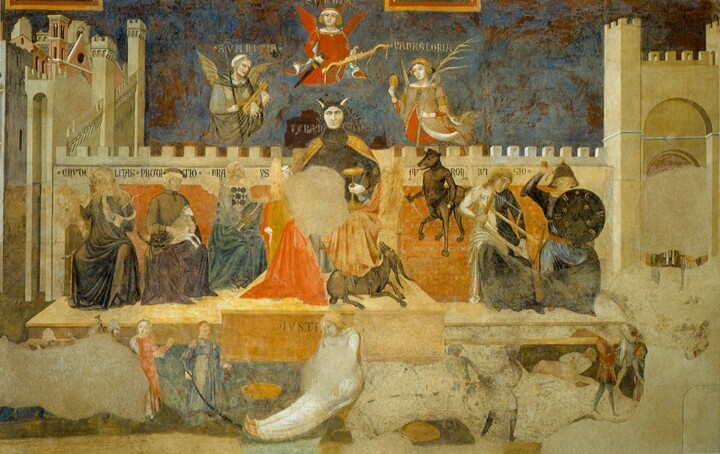 Pittura intitolato "Allégorie du mauvai…" da Ambrogio Lorenzetti, Opera d'arte originale, Encausti