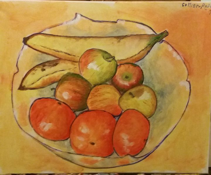 Painting titled "Bowl of Fruit" by Amanda Collier-Rose, Original Artwork, Acrylic