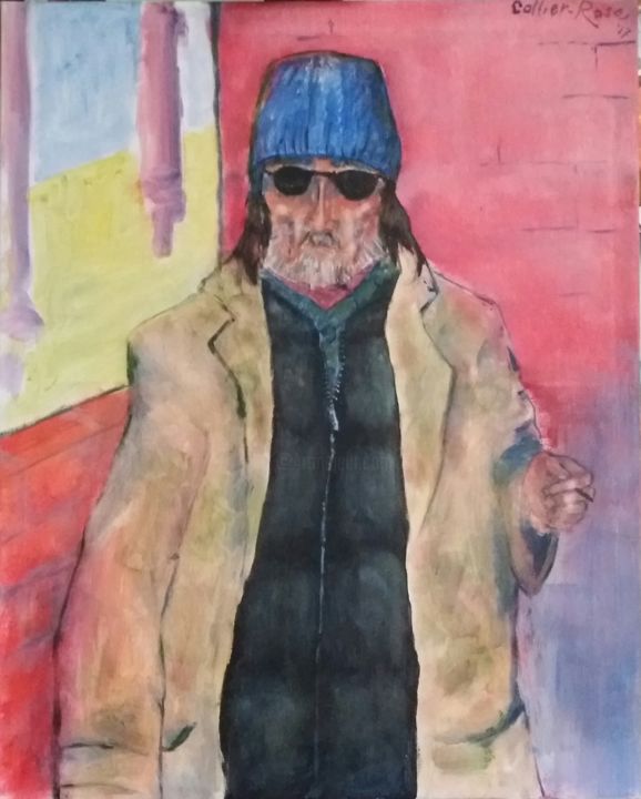Painting titled "Homeless Hobo" by Amanda Collier-Rose, Original Artwork, Acrylic