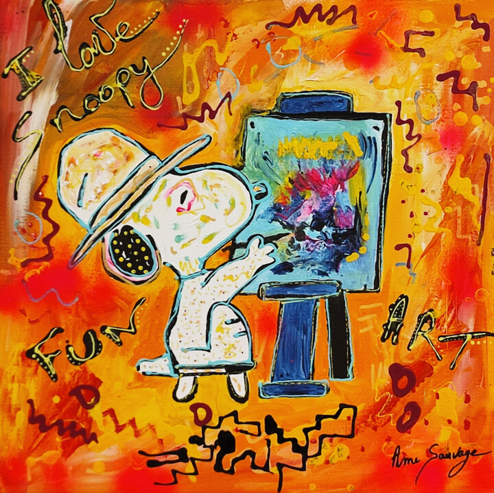 Painting titled "Le petit artiste -…" by Âme Sauvage, Original Artwork, Acrylic Mounted on Wood Stretcher frame