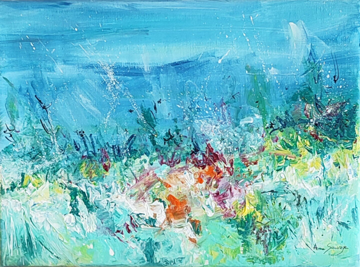 Peinture intitulée "Paysage aquatique -…" par Âme Sauvage, Œuvre d'art originale, Acrylique