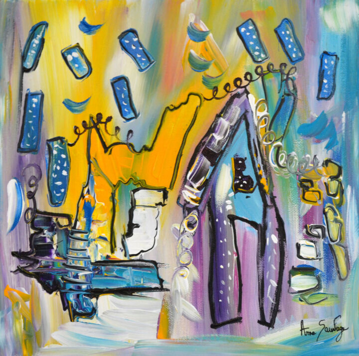 Peinture intitulée "la-maison-dominos.j…" par Âme Sauvage, Œuvre d'art originale, Acrylique