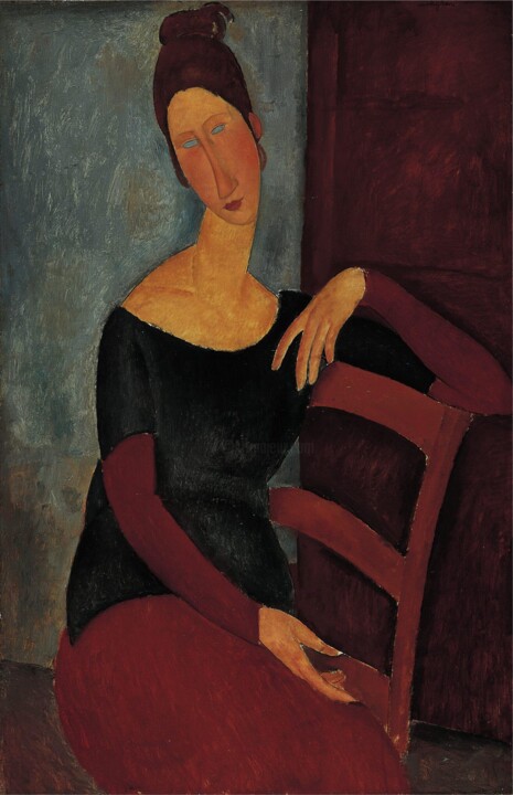 Pintura intitulada "Portrait de la femm…" por Amedeo Modigliani, Obras de arte originais, Óleo