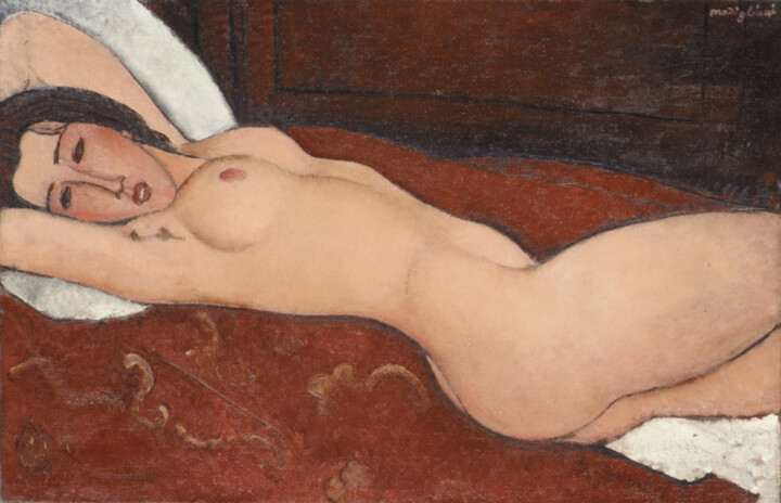 Painting titled "Nue couchée" by Amedeo Modigliani, Original Artwork, Oil
