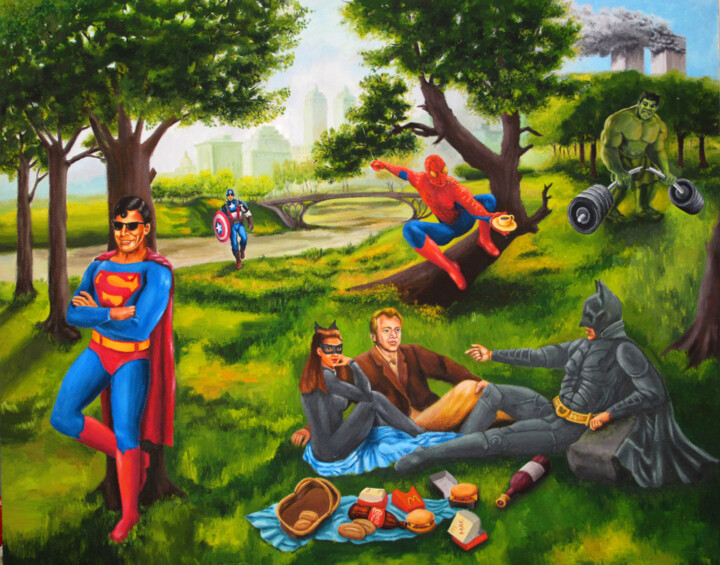 Painting titled "american-heros-in-n…" by Azita Mehrad, Original Artwork, Acrylic