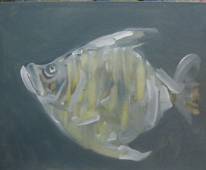 Peinture intitulée "poisson" par Amel, Œuvre d'art originale, Huile