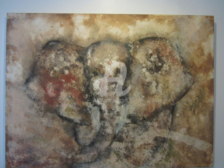 Painting titled "elephanteau" by Amel Leon, Original Artwork, Acrylic