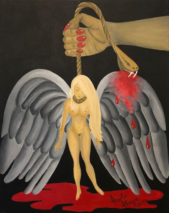 Peinture intitulée "« Hanged Angel «" par Amela Muranovic Alagic, Œuvre d'art originale, Acrylique