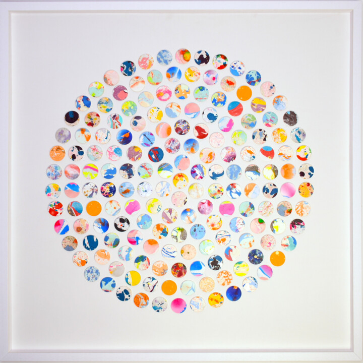 Colagens intitulada "Circle of Marble Do…" por Amelia Coward, Obras de arte originais, Colagens Montado em Painel de madeira