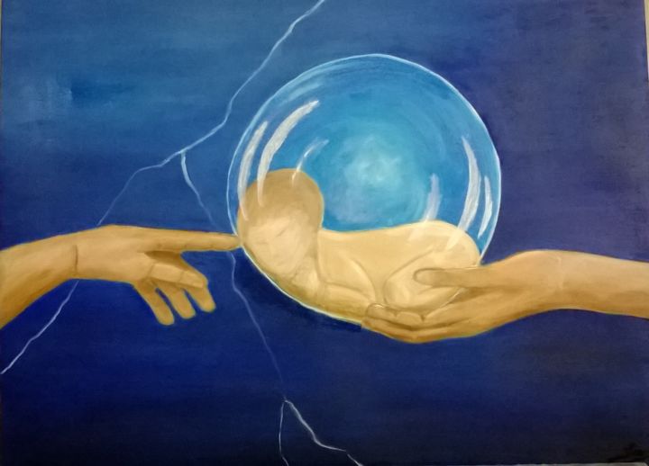 Peinture intitulée "naissance" par Amélia Costa, Œuvre d'art originale,