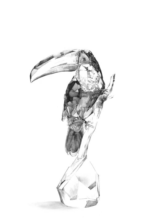 Disegno intitolato "Mille facettes" da Amélie Helmstetter, Opera d'arte originale, Inchiostro