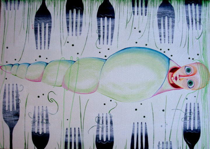 Malerei mit dem Titel "La coquille" von Amélie Torrès, Original-Kunstwerk, Acryl