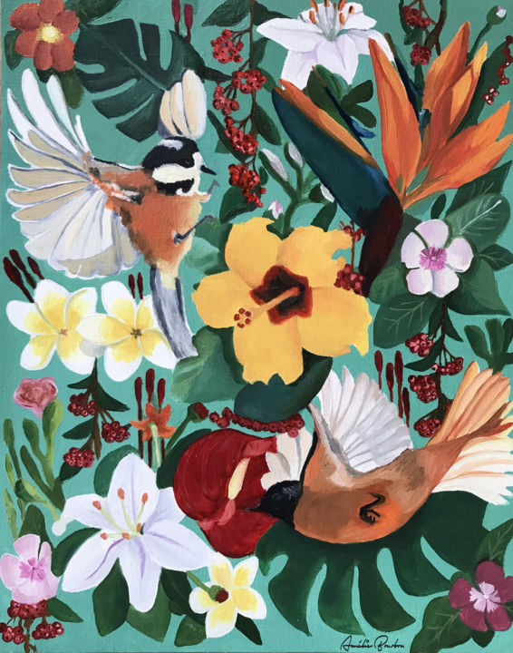 Peinture intitulée "Composition fleurs" par Amélie Bourbon, Œuvre d'art originale, Huile