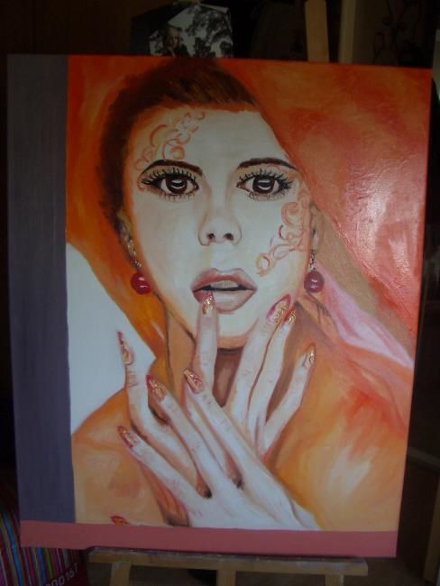 Painting titled "femme orange" by Amélie Waller, Original Artwork