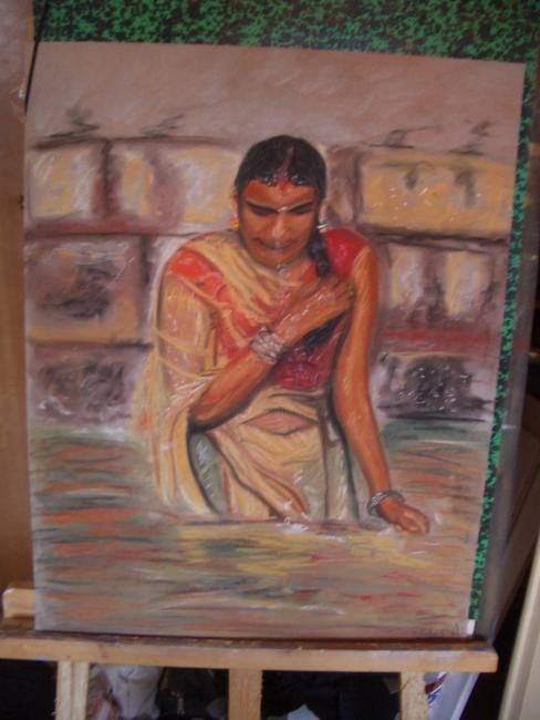 Painting titled "indienne" by Amélie Waller, Original Artwork