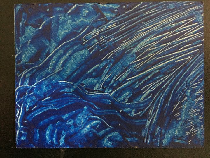 Peinture intitulée "Mer déchaînée" par Mella, Œuvre d'art originale, Gouache
