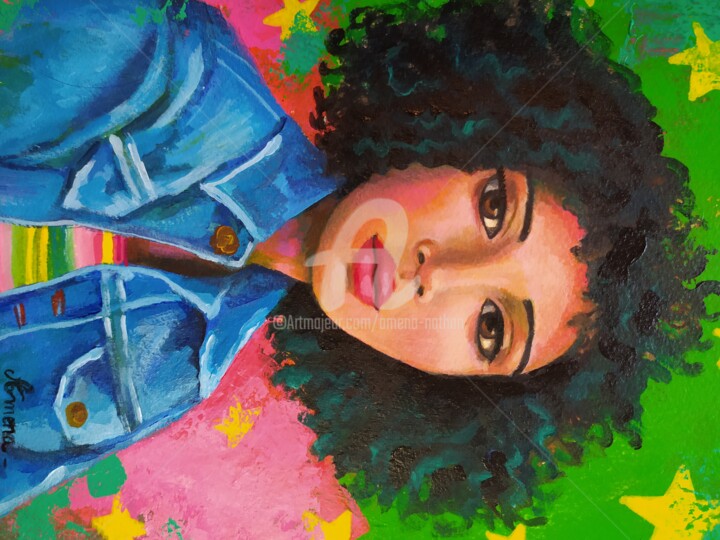 Peinture intitulée "portrait 2" par Amena Nathan, Œuvre d'art originale, Acrylique