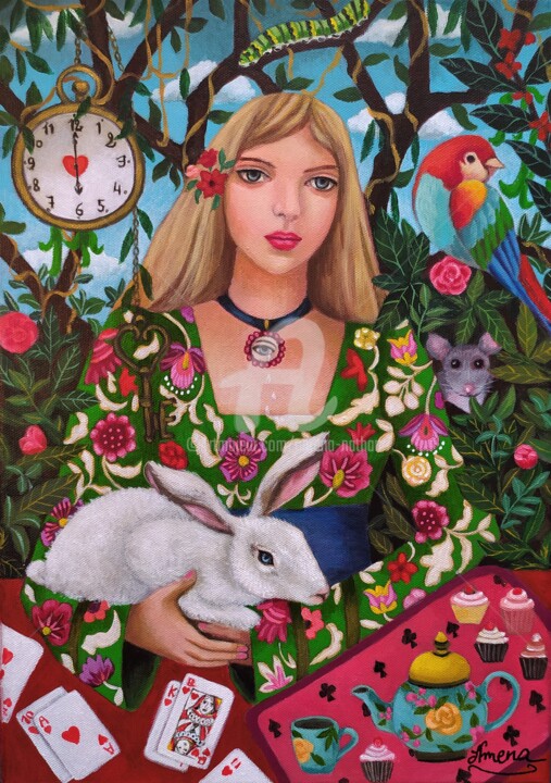 Painting titled "Alice" by Amena Nathan, Original Artwork, Acrylic