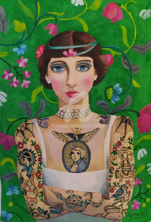 Peinture intitulée "princesse Béatrice" par Amena Nathan, Œuvre d'art originale, Gouache