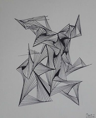 Drawing titled "Sculptural" by Amen Amor, Original Artwork, Ink