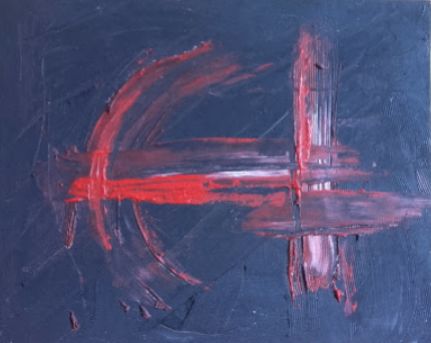 Painting titled "RED SIGN" by Amen Amor, Original Artwork, Oil