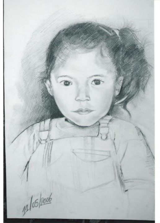 Dessin intitulée "petite fille  essao…" par Amennou Abdellah, Œuvre d'art originale