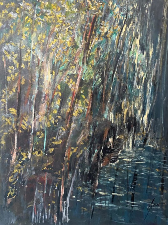 Schilderij getiteld "Forêt" door Américo Venâncio Lopes Machado Filho, Origineel Kunstwerk, Acryl Gemonteerd op Frame voor h…