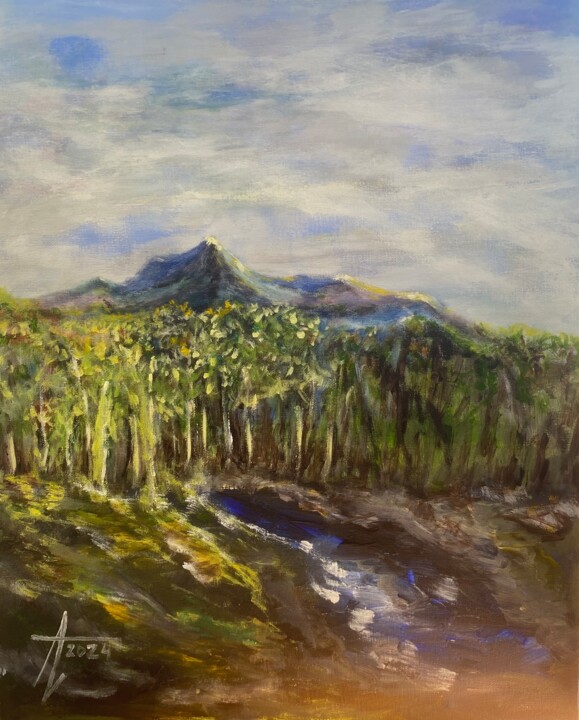 Pintura intitulada "Monte de Abril" por Américo Venâncio Lopes Machado Filho, Obras de arte originais, Acrílico Montado em A…