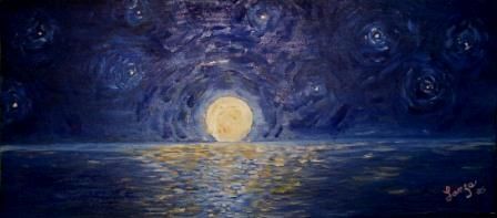 Painting titled "la luna" by Amerigo Lanza, Original Art,