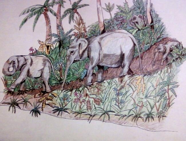 图画 标题为“walking elephants” 由Amey, 原创艺术品