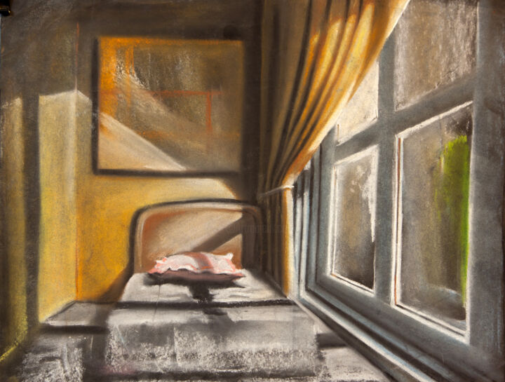Drawing titled "Sunny bedroom - Amg…" by Amgad Edward, Original Artwork, Pastel